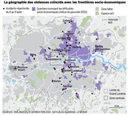 Carte émeutes Le Monde, août 2011