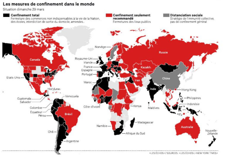 Confinement - Carte au 29 mars 2020 - ibicity